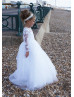 Beaded White Lace Tulle Flower Girl Dress